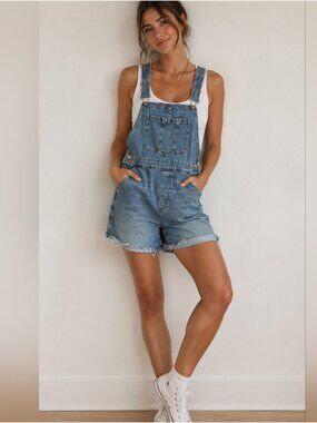 The gap  Light Blue Denim Short Overalls - Casual 90s